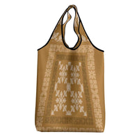 Hawaiian Quilt Pattern Grocery Bag Gold Hawaii Culture Tropical - Polynesian Pride
