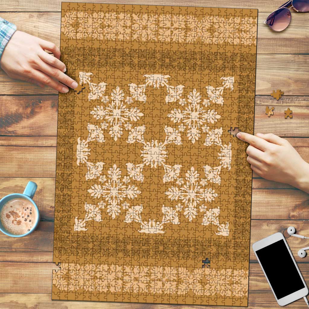 Hawaiian Quilt Pattern Puzzle Gold Hawaii Culture Tropical - Polynesian Pride