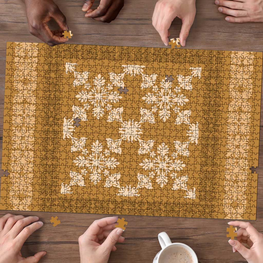 Hawaiian Quilt Pattern Puzzle Gold Hawaii Culture Tropical - Polynesian Pride
