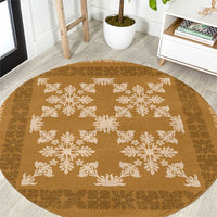 Hawaiian Quilt Pattern Round Carpet Gold Hawaii Culture Tropical - Polynesian Pride