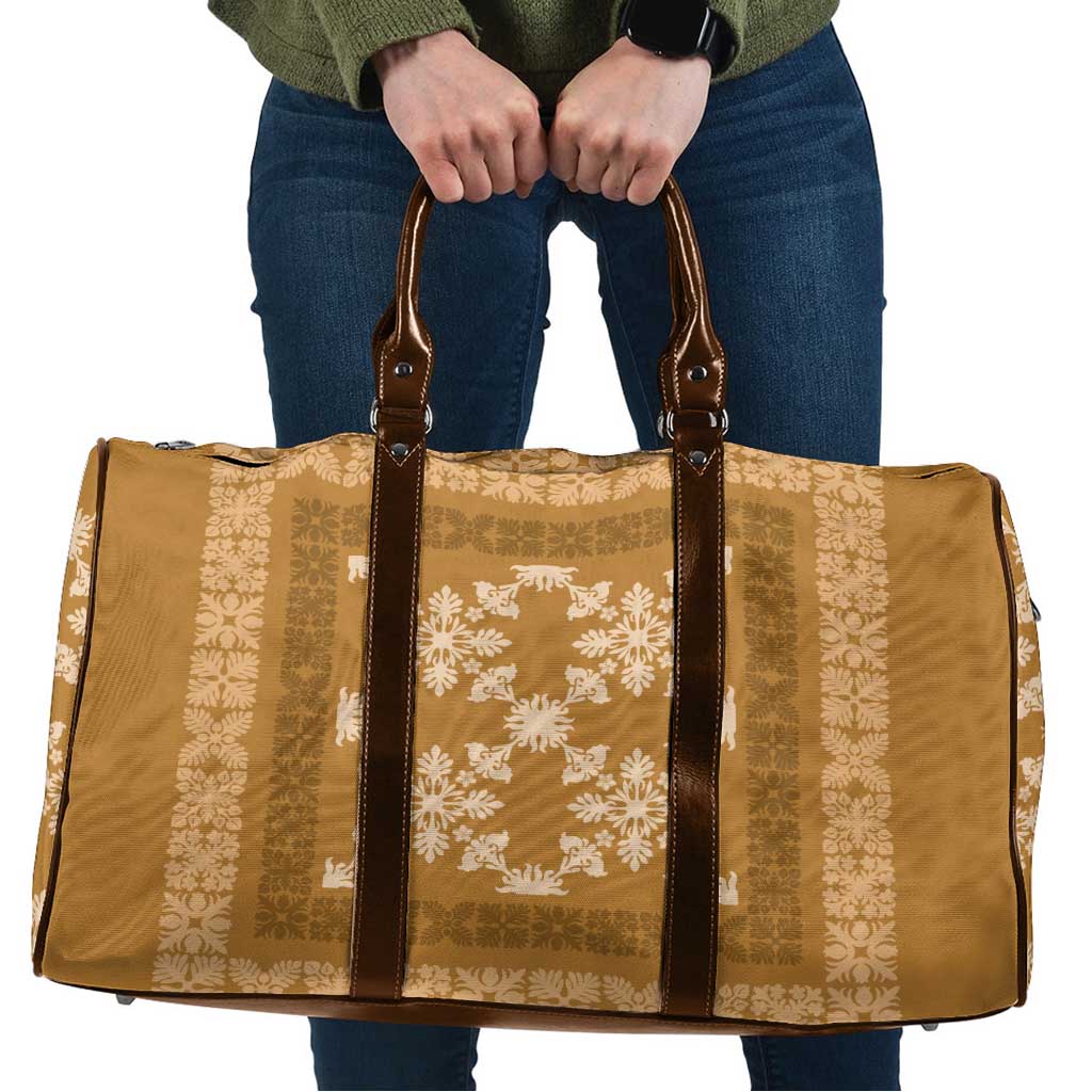 Hawaiian Quilt Pattern Travel Bag Gold Hawaii Culture Tropical - Polynesian Pride