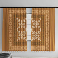 Hawaiian Quilt Pattern Window Curtain Gold Hawaii Culture Tropical - Polynesian Pride