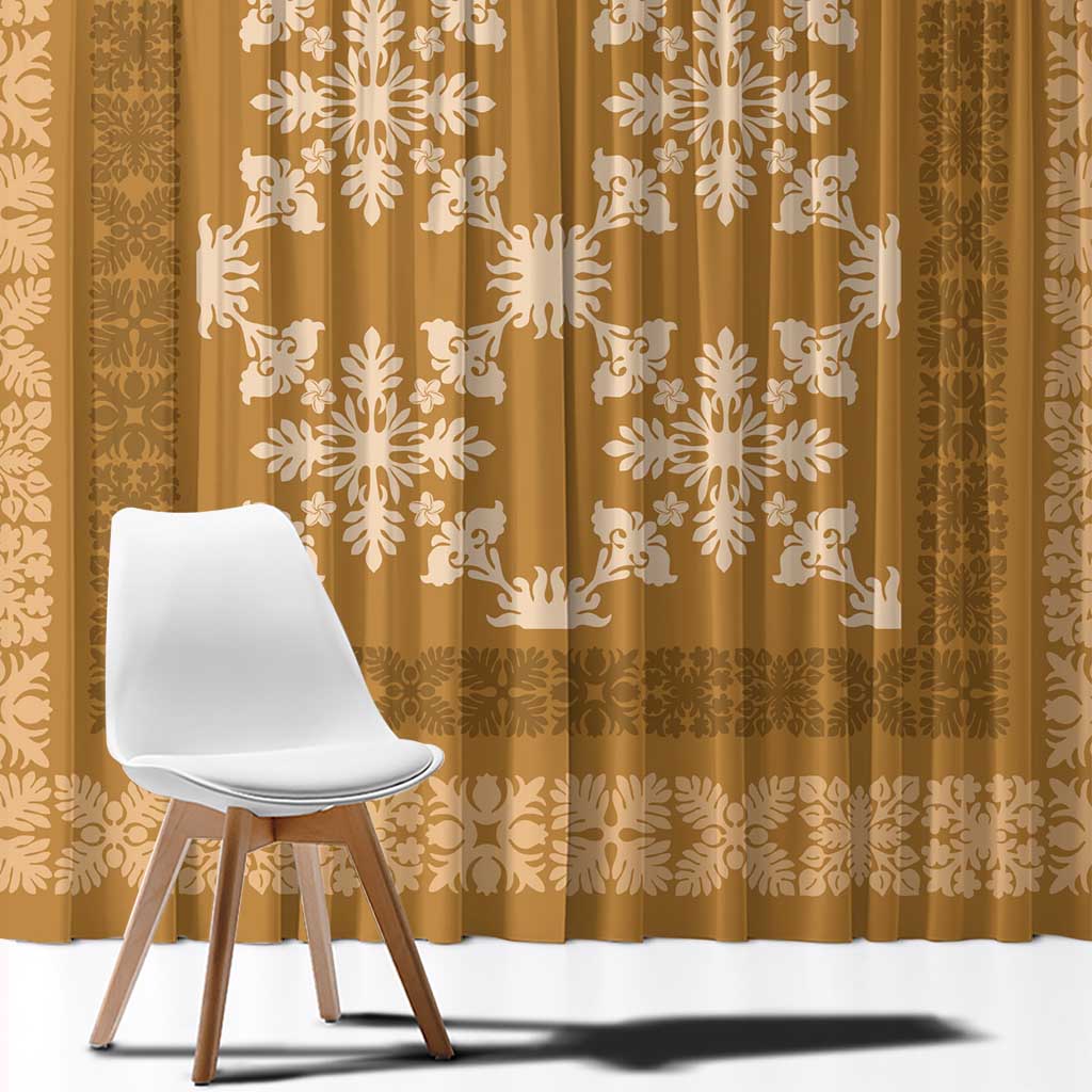 Hawaiian Quilt Pattern Window Curtain Gold Hawaii Culture Tropical - Polynesian Pride
