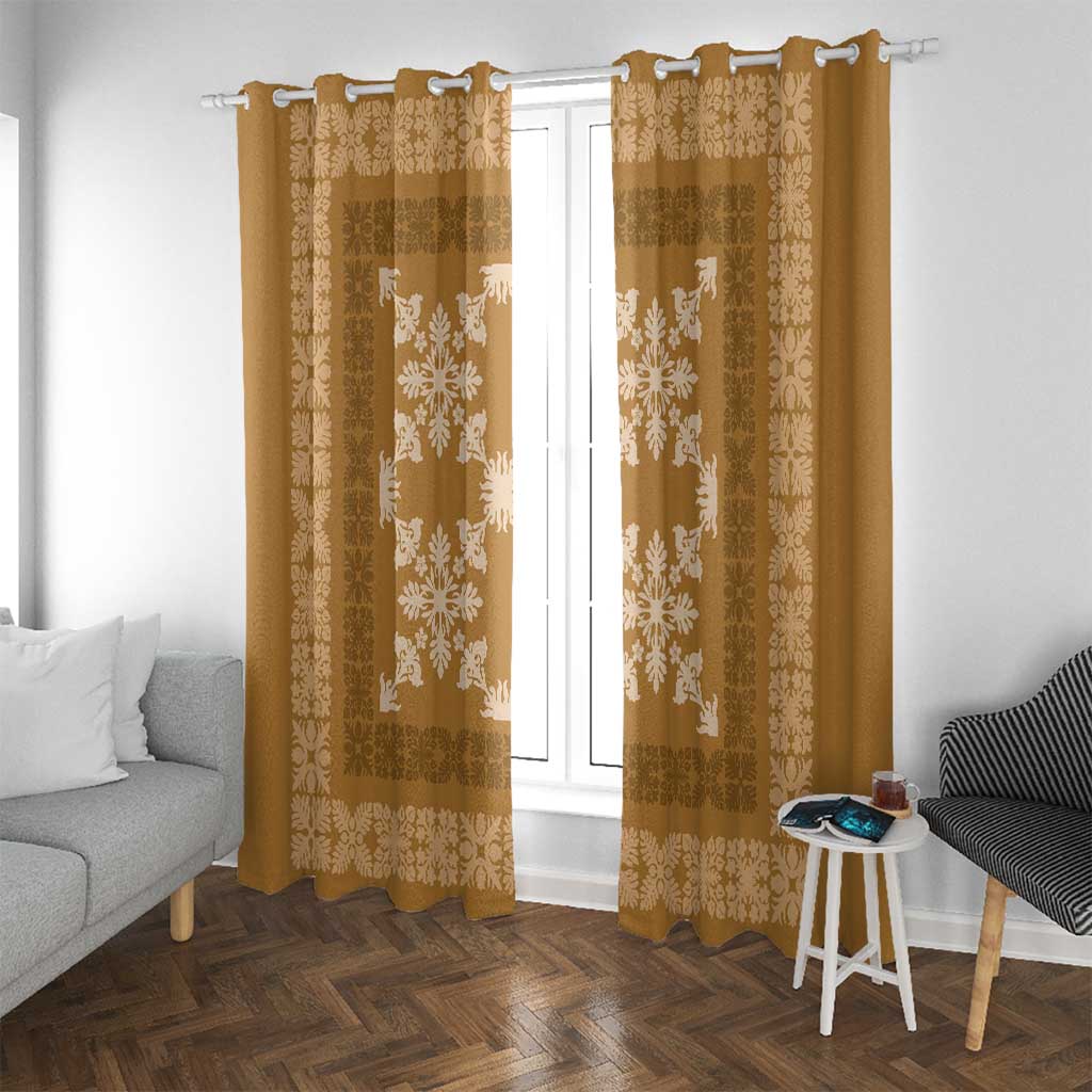 Hawaiian Quilt Pattern Window Curtain Gold Hawaii Culture Tropical - Polynesian Pride
