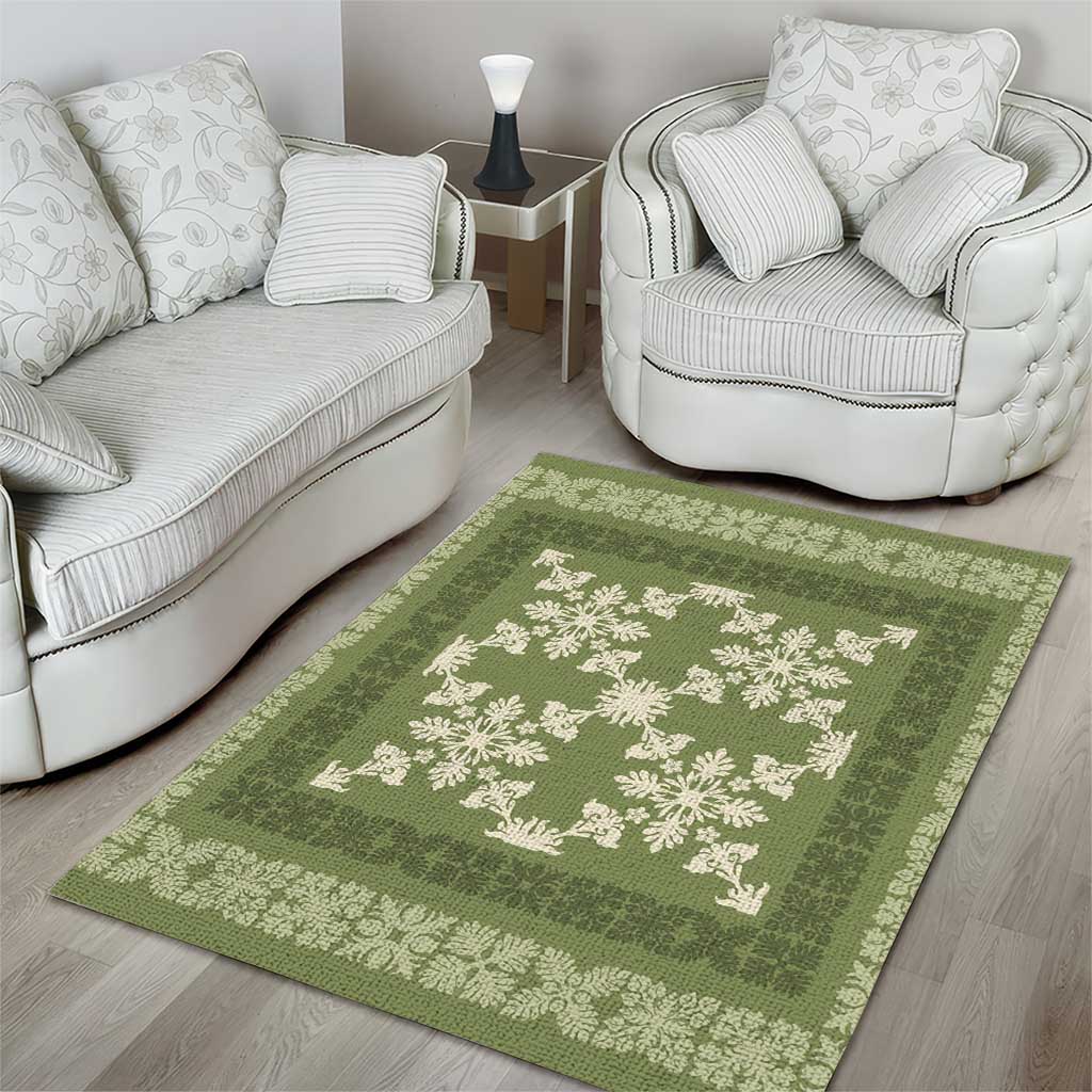 Hawaiian Quilt Pattern Area Rug Lime Hawaii Culture Tropical - Polynesian Pride