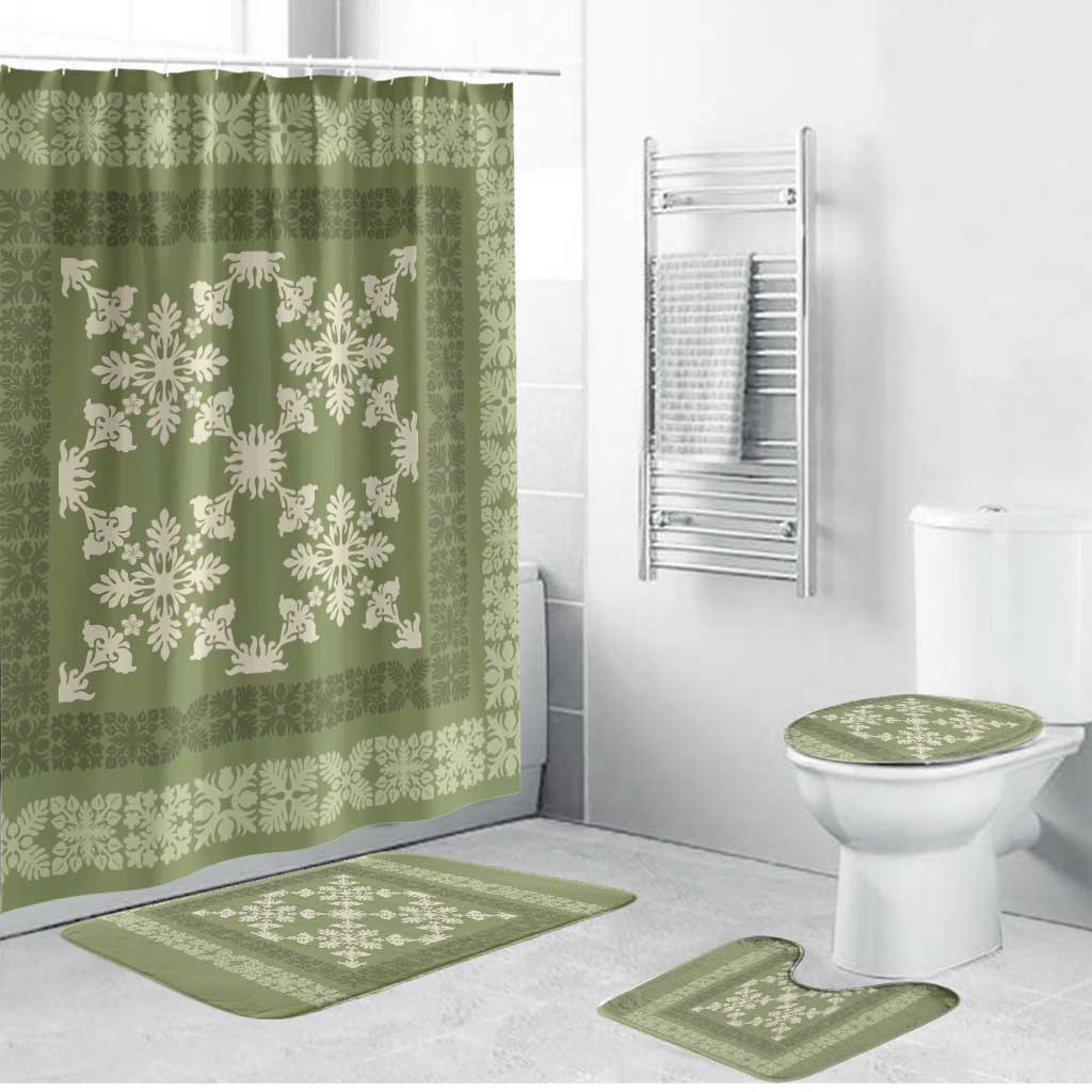Hawaiian Quilt Pattern Bathroom Set Lime Hawaii Culture Tropical - Polynesian Pride
