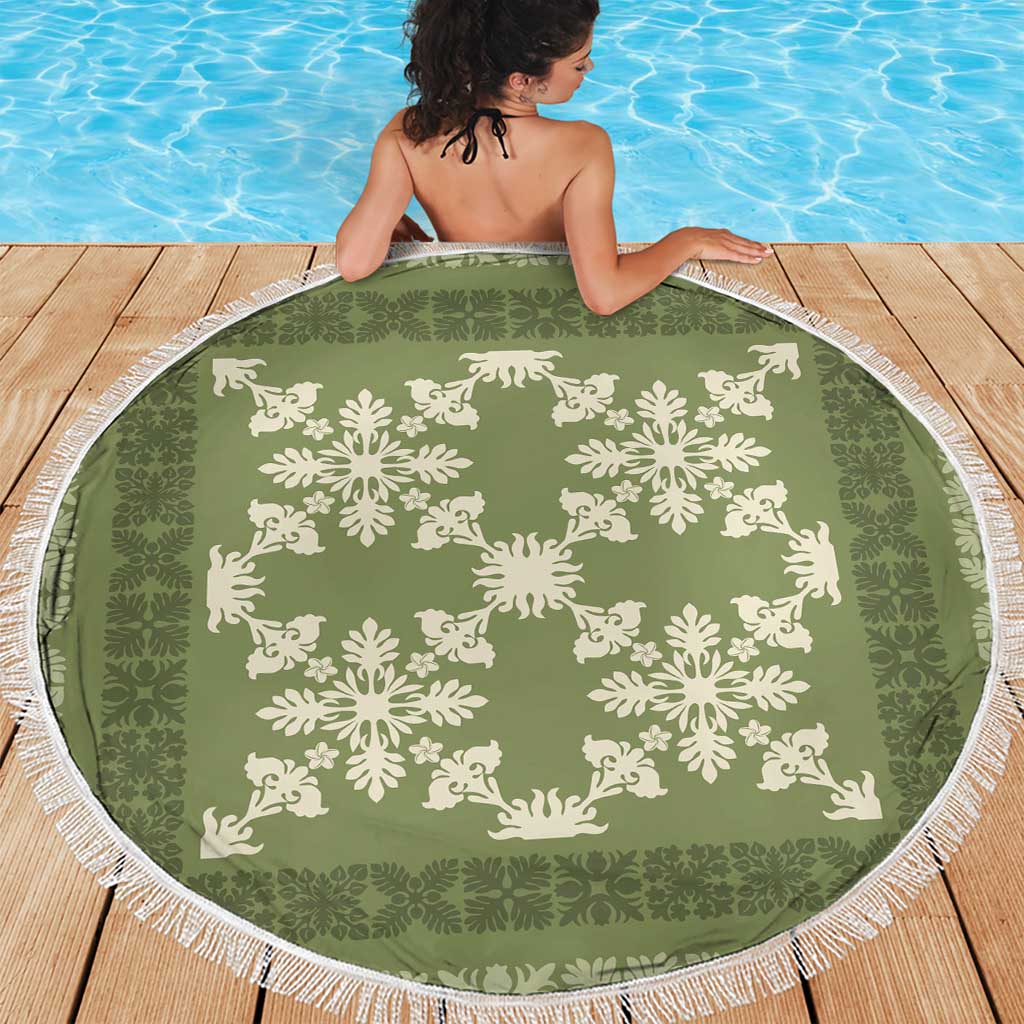 Hawaiian Quilt Pattern Beach Blanket Lime Hawaii Culture Tropical - Polynesian Pride