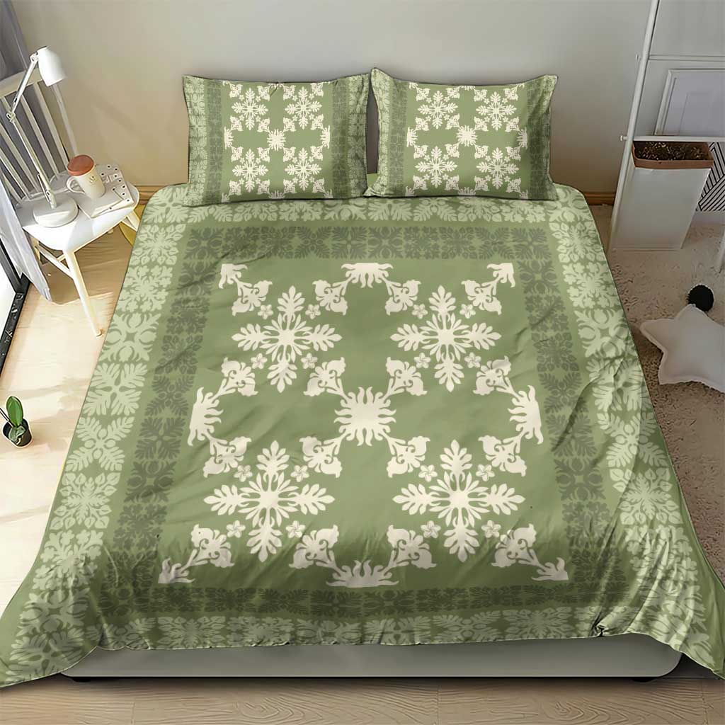 Hawaiian Quilt Pattern Bedding Set Lime Hawaii Culture Tropical - Polynesian Pride