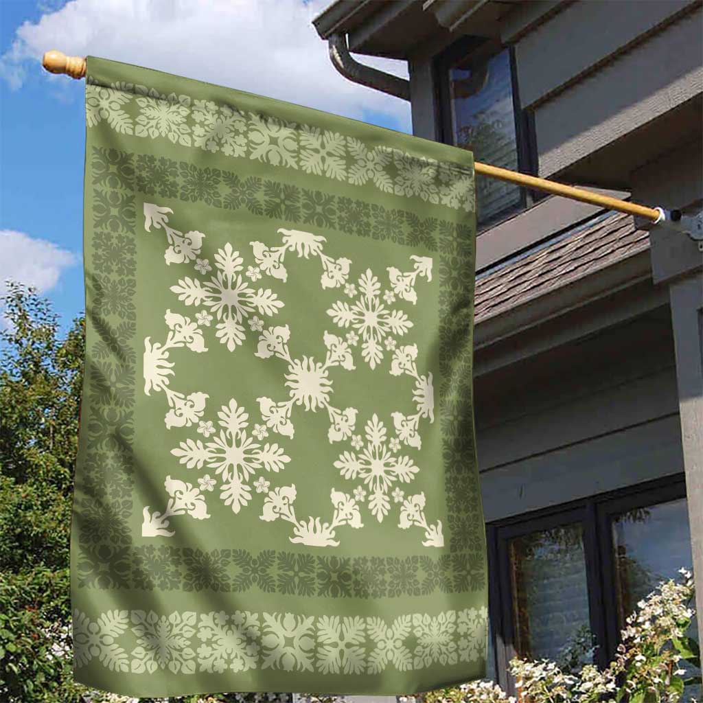 Hawaiian Quilt Pattern Garden Flag Lime Hawaii Culture Tropical - Polynesian Pride