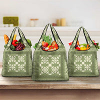 Hawaiian Quilt Pattern Grocery Bag Lime Hawaii Culture Tropical - Polynesian Pride