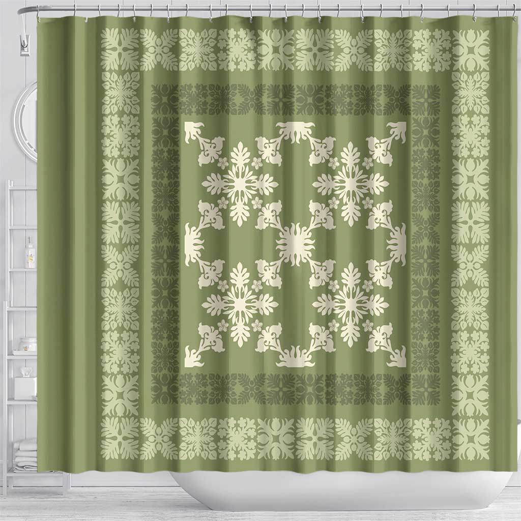 Hawaiian Quilt Pattern Shower Curtain Lime Hawaii Culture Tropical - Polynesian Pride