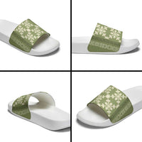 Hawaiian Quilt Pattern Slide Sandals Lime Hawaii Culture Tropical - Polynesian Pride