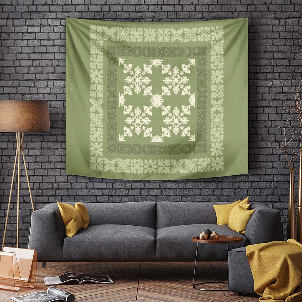 Hawaiian Quilt Pattern Tapestry Lime Hawaii Culture Tropical - Polynesian Pride