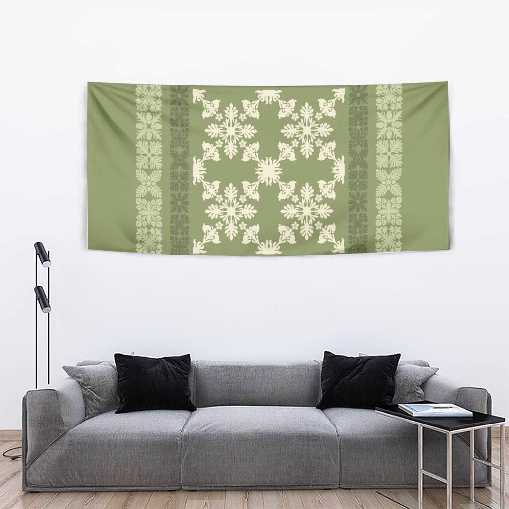 Hawaiian Quilt Pattern Tapestry Lime Hawaii Culture Tropical - Polynesian Pride