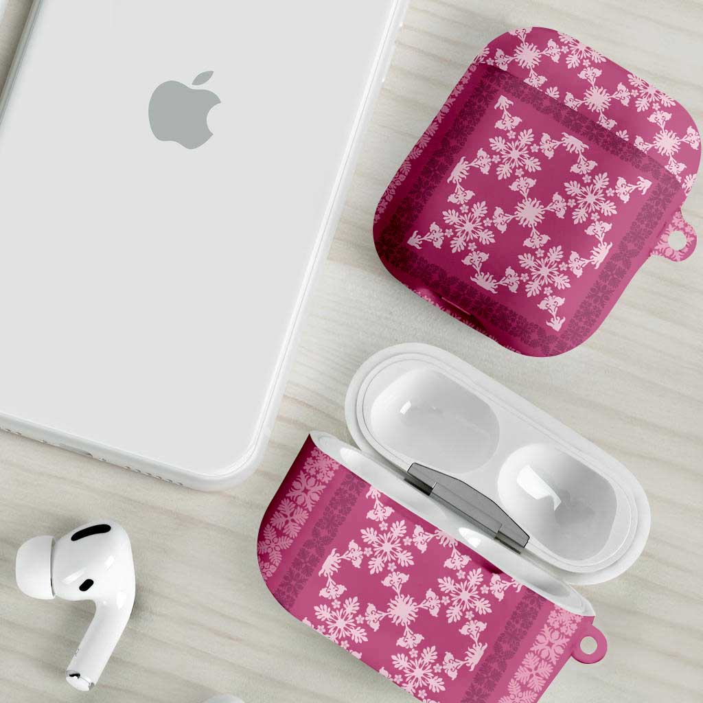 Hawaiian Quilt Pattern AirPods Case Pink Hawaii Culture Tropical - Polynesian Pride