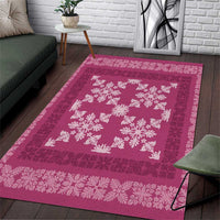 Hawaiian Quilt Pattern Area Rug Pink Hawaii Culture Tropical - Polynesian Pride