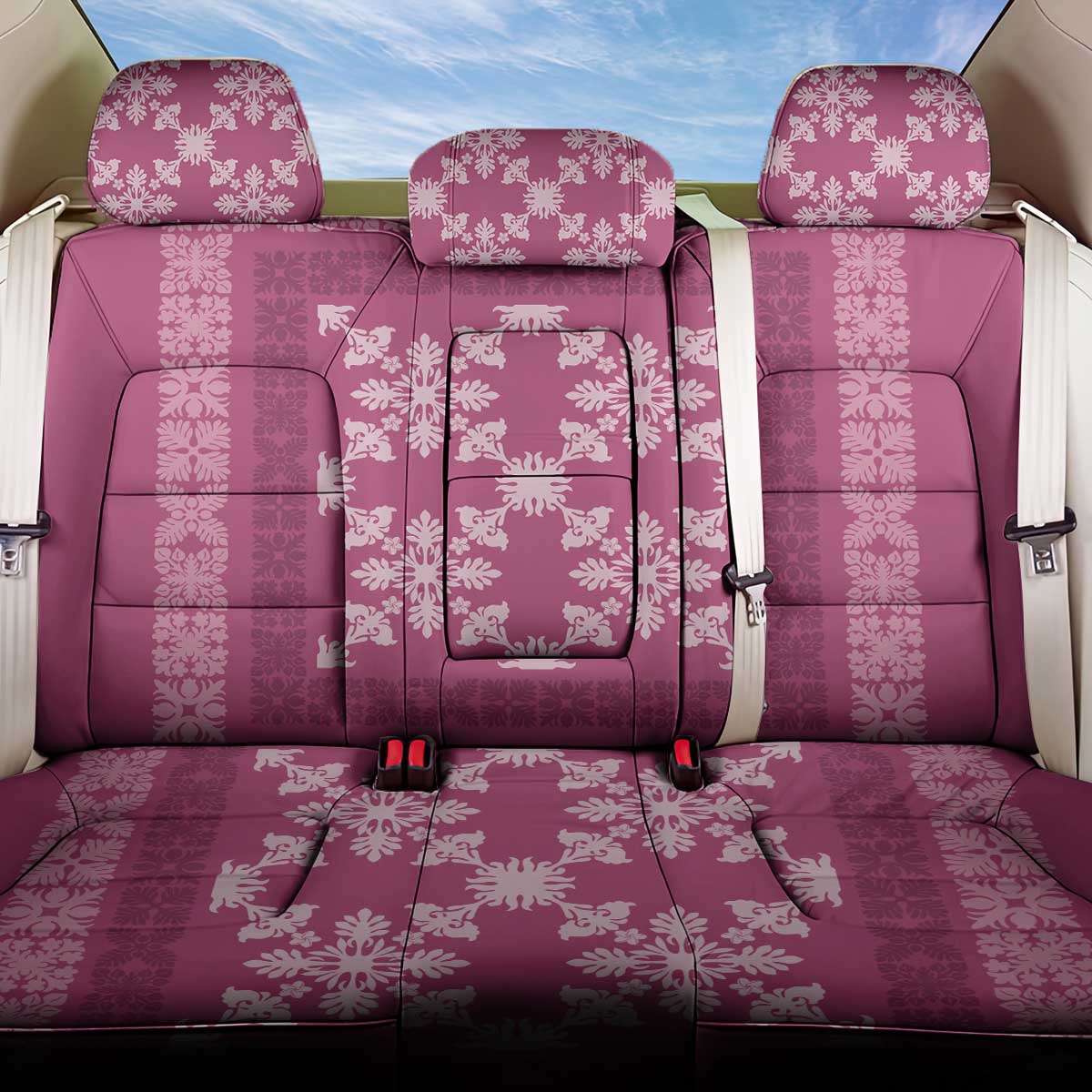 Hawaiian Quilt Pattern Back Car Seat Cover Pink Hawaii Culture Tropical - Polynesian Pride