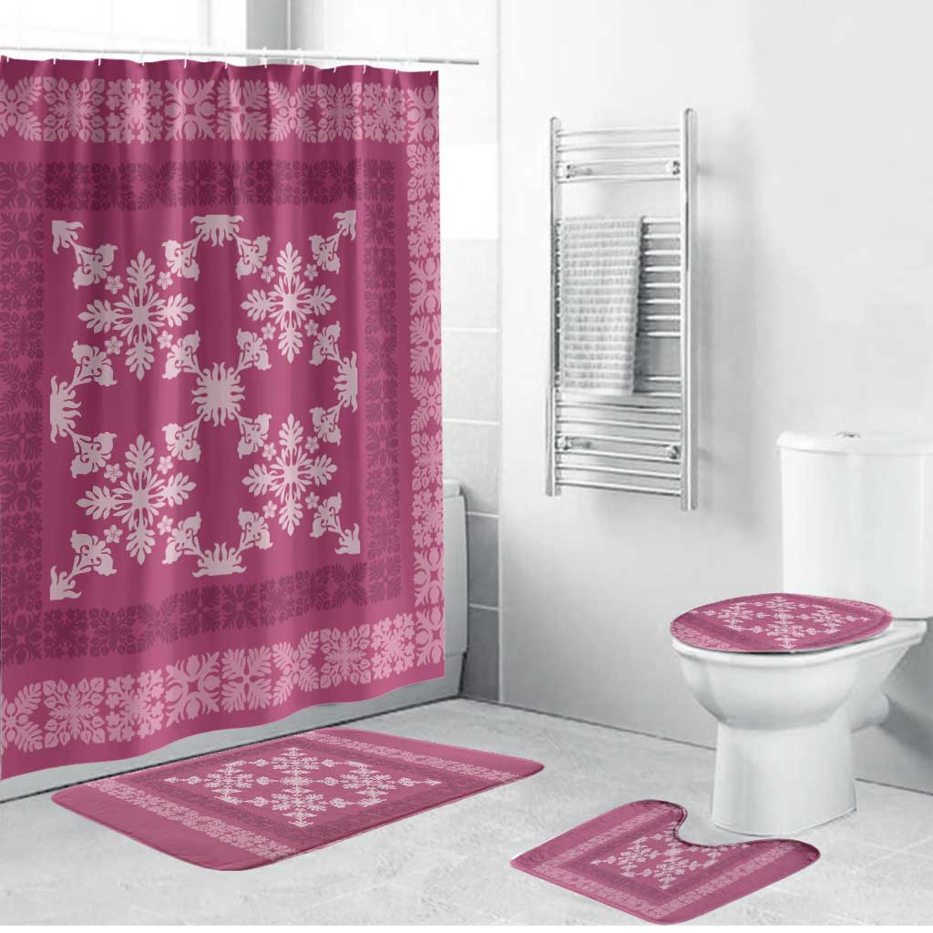 Hawaiian Quilt Pattern Bathroom Set Pink Hawaii Culture Tropical - Polynesian Pride