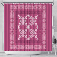 Hawaiian Quilt Pattern Shower Curtain Pink Hawaii Culture Tropical - Polynesian Pride