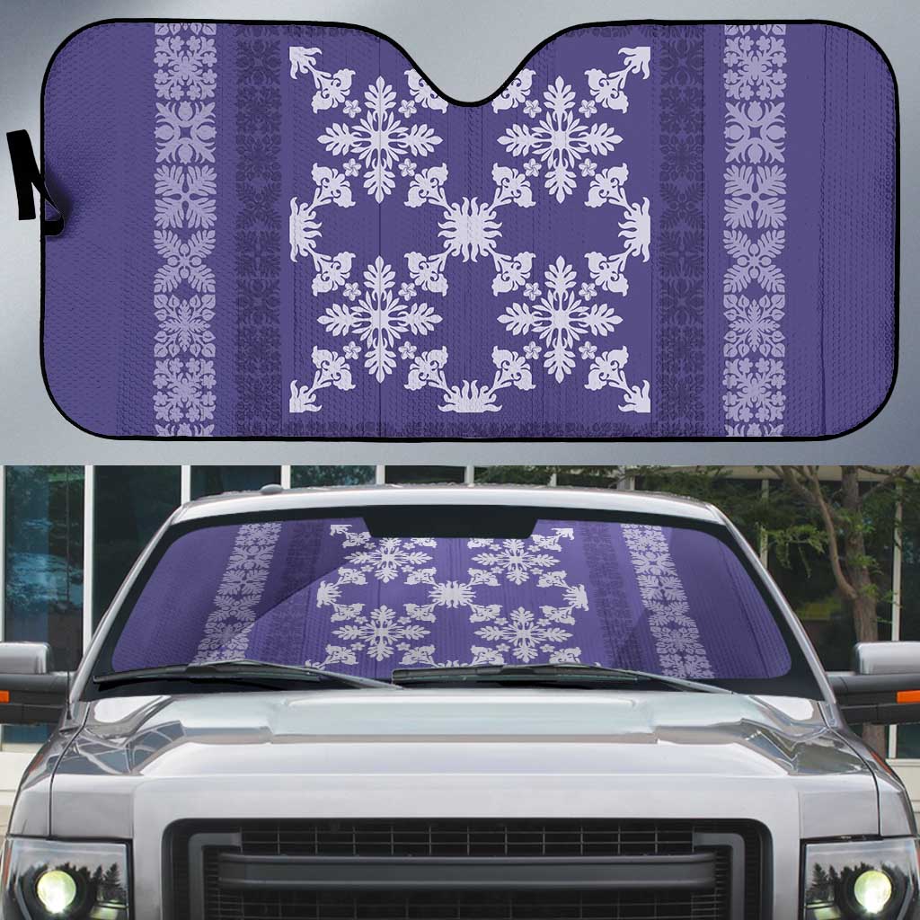 Hawaiian Quilt Pattern Auto Sun Shade Purple Hawaii Culture Tropical - Polynesian Pride