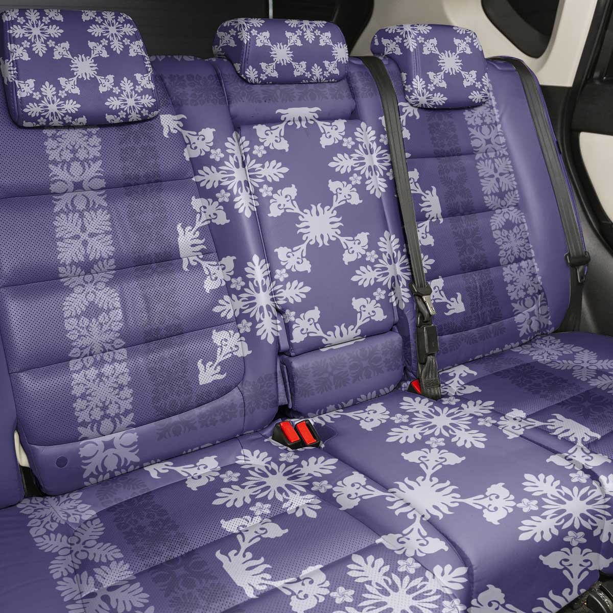 Hawaiian Quilt Pattern Back Car Seat Cover Purple Hawaii Culture Tropical - Polynesian Pride