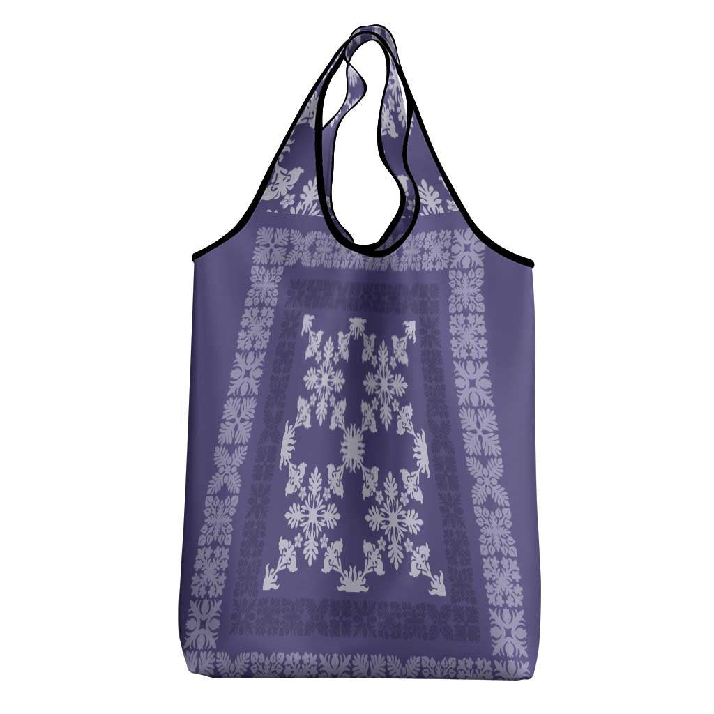 Hawaiian Quilt Pattern Grocery Bag Purple Hawaii Culture Tropical - Polynesian Pride