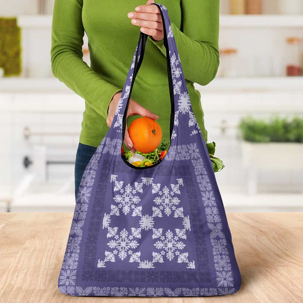 Hawaiian Quilt Pattern Grocery Bag Purple Hawaii Culture Tropical - Polynesian Pride