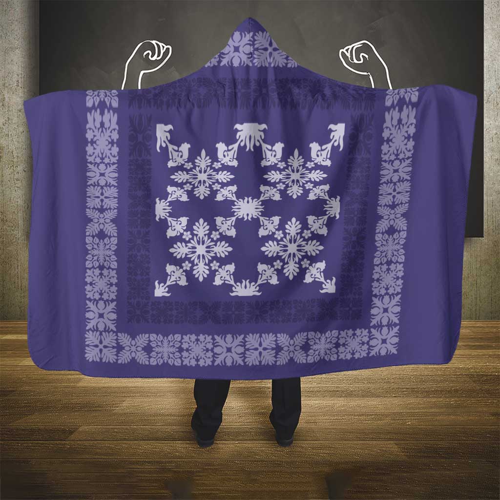 Hawaiian Quilt Pattern Hooded Blanket Purple Hawaii Culture Tropical - Polynesian Pride