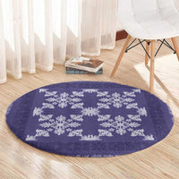 Hawaiian Quilt Pattern Round Carpet Purple Hawaii Culture Tropical - Polynesian Pride