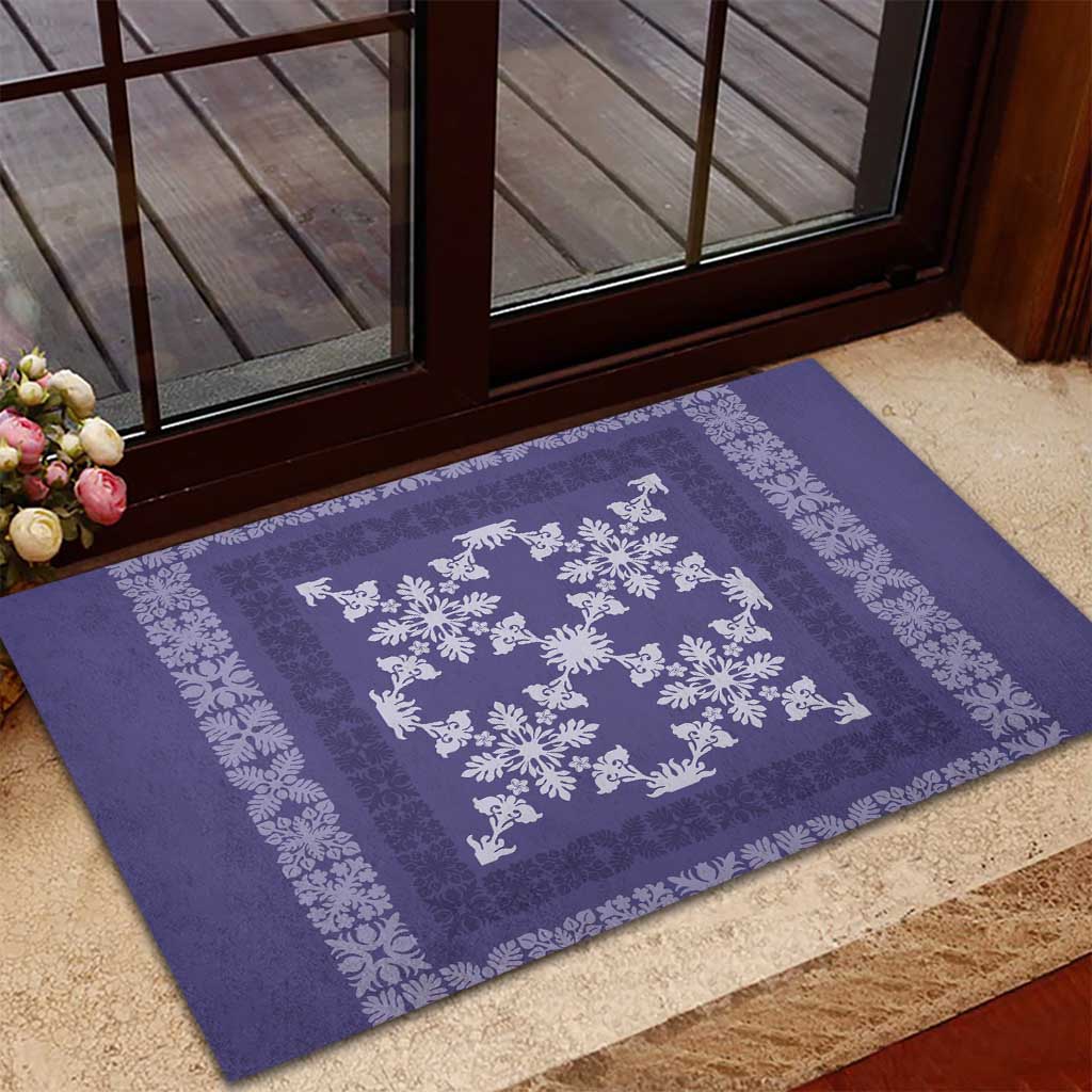 Hawaiian Quilt Pattern Rubber Doormat Purple Hawaii Culture Tropical - Polynesian Pride