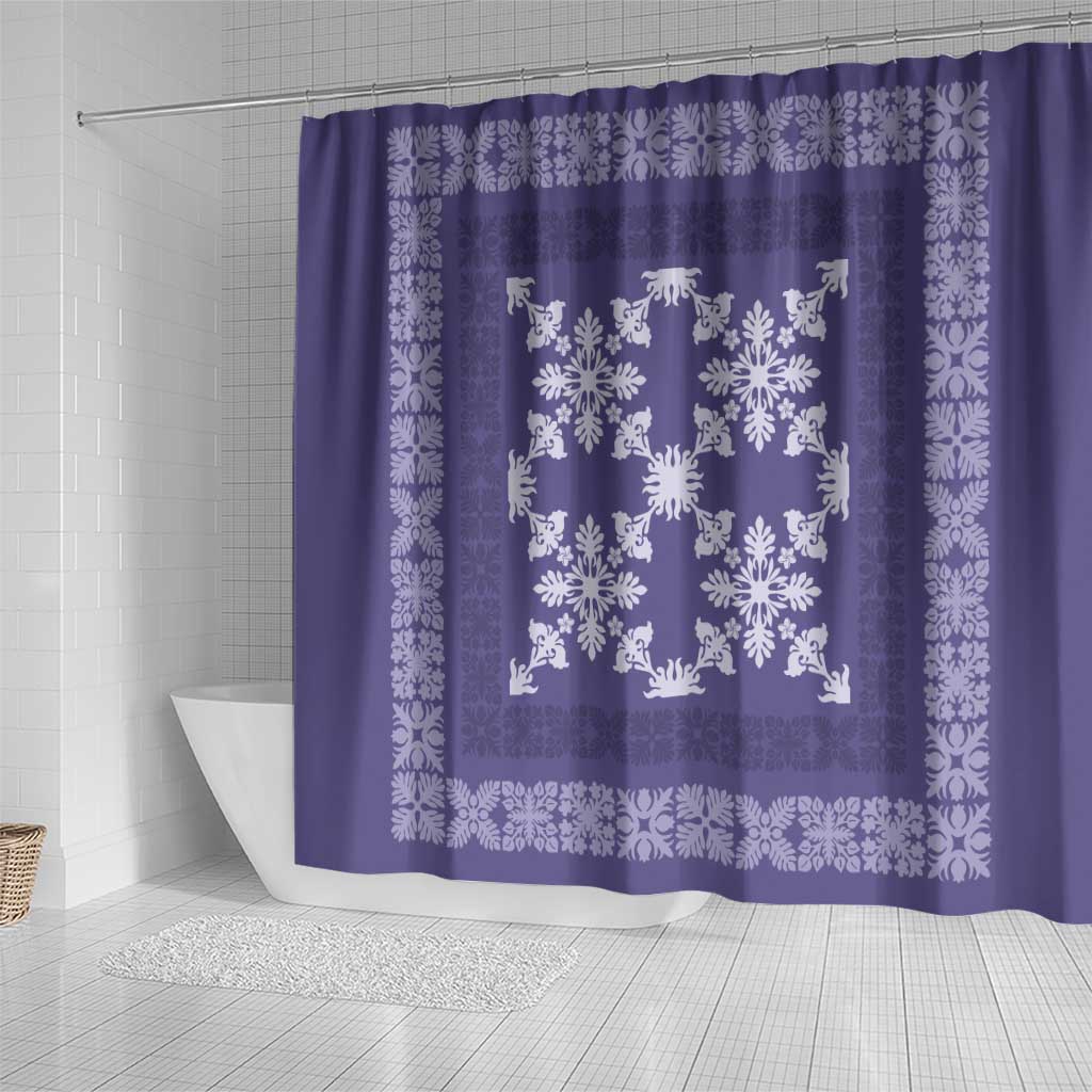 Hawaiian Quilt Pattern Shower Curtain Purple Hawaii Culture Tropical - Polynesian Pride