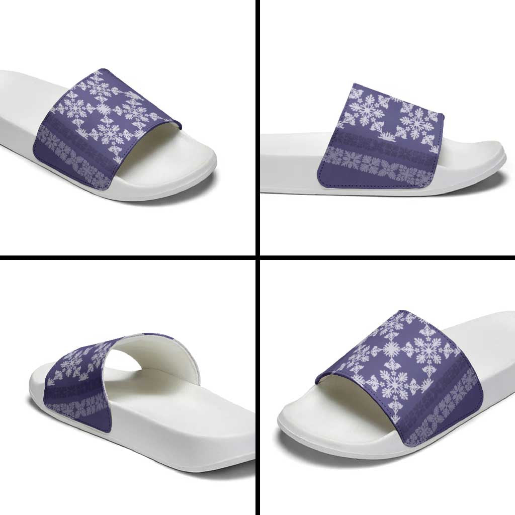 Hawaiian Quilt Pattern Slide Sandals Purple Hawaii Culture Tropical - Polynesian Pride
