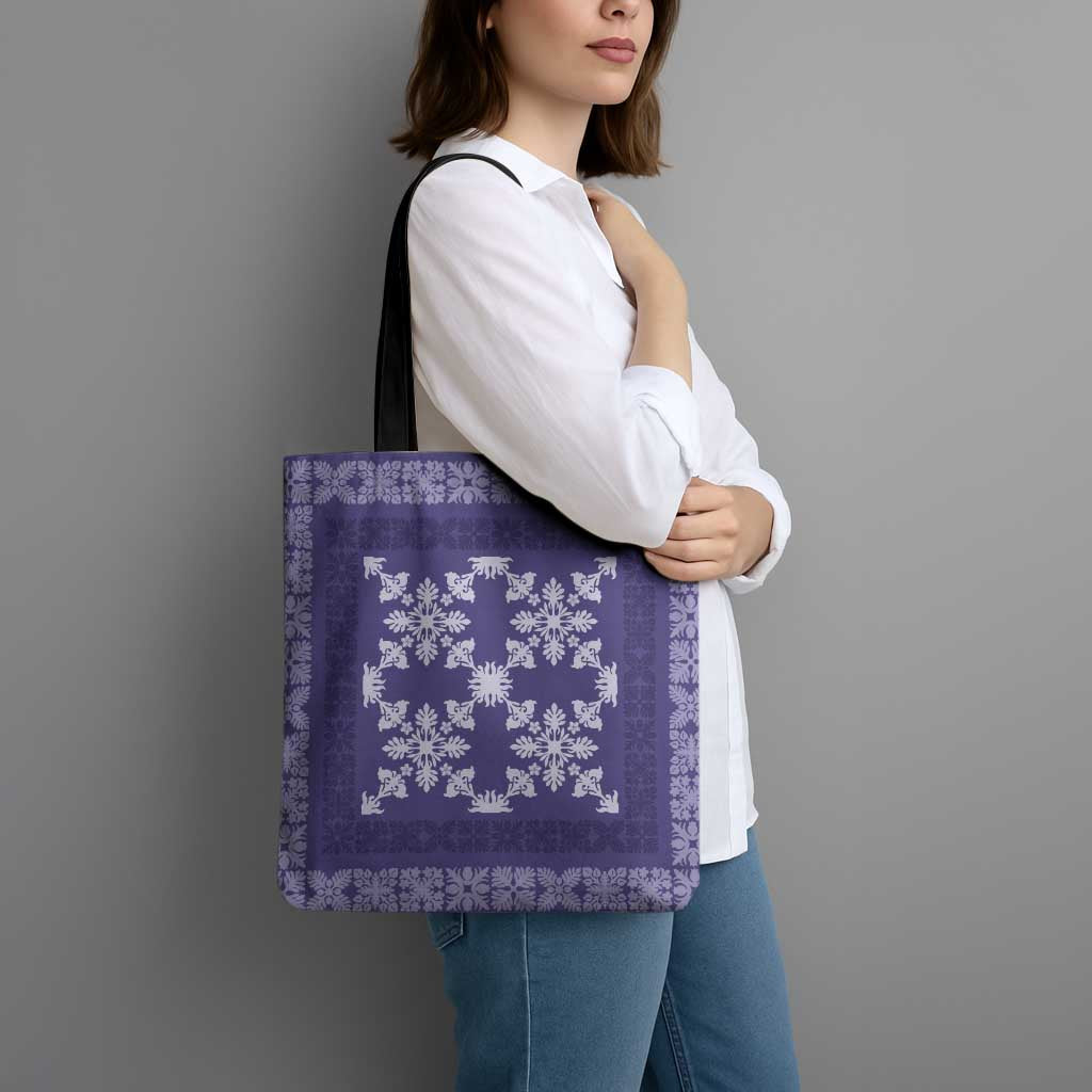Hawaiian Quilt Pattern Tote Bag Purple Hawaii Culture Tropical - Polynesian Pride