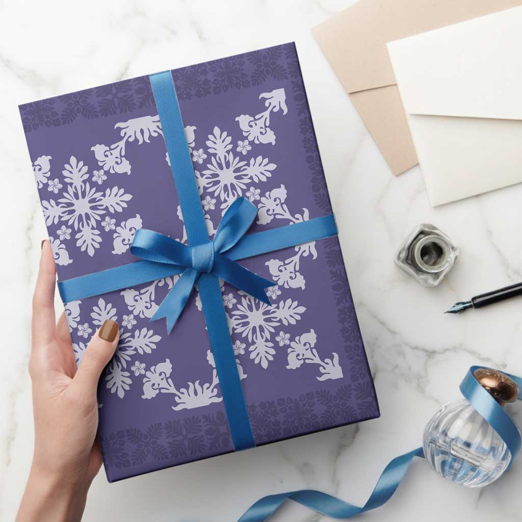 Hawaiian Quilt Pattern Wrapping Paper Purple Hawaii Culture Tropical - Polynesian Pride