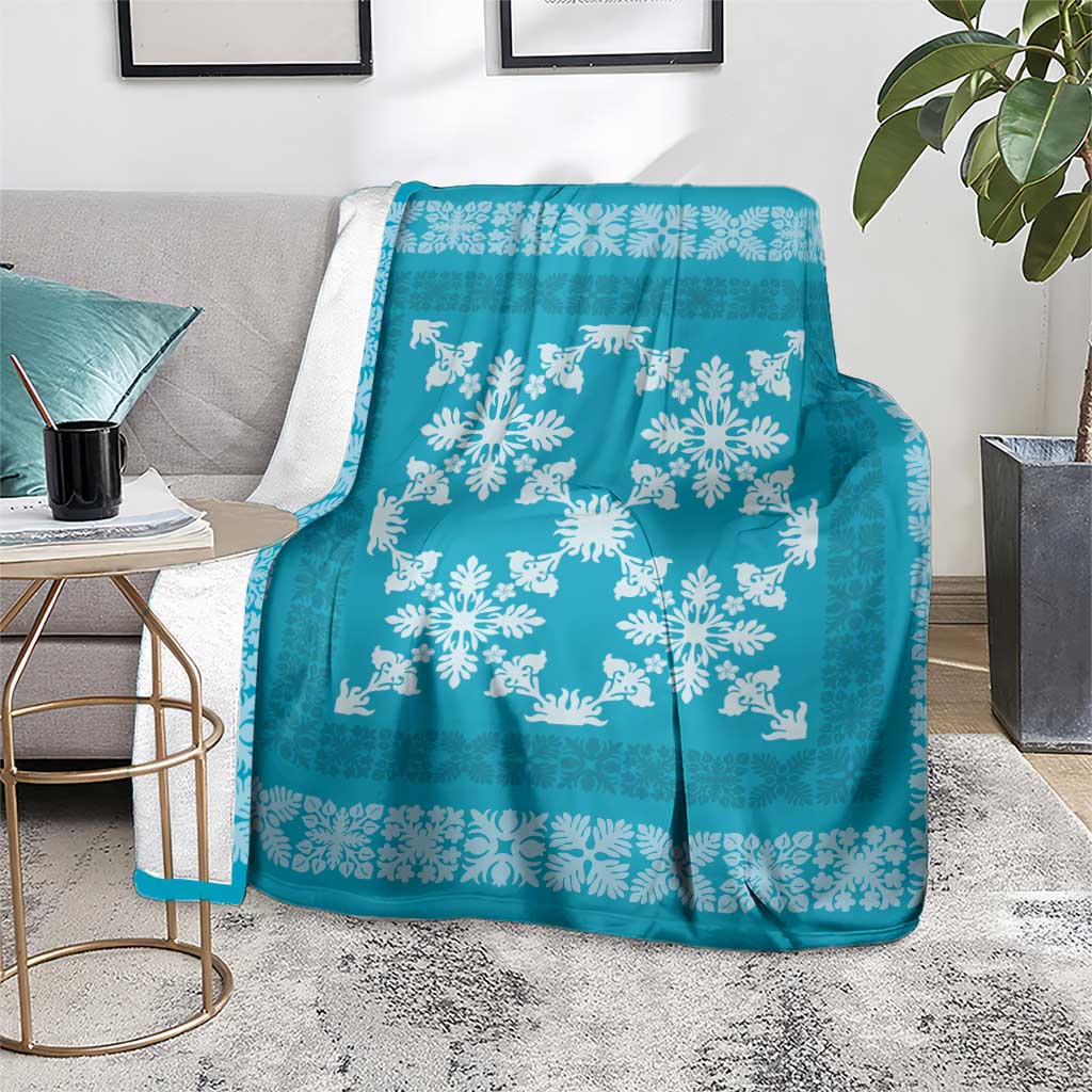 Hawaiian Quilt Pattern Blanket Teal Hawaii Culture Tropical - Polynesian Pride