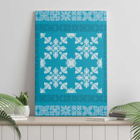Hawaiian Quilt Pattern Canvas Wall Art Teal Hawaii Culture Tropical - Polynesian Pride