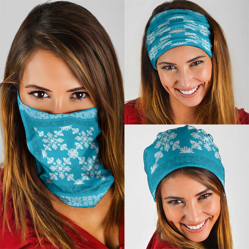 Hawaiian Quilt Pattern Neck Gaiter Teal Hawaii Culture Tropical - Polynesian Pride