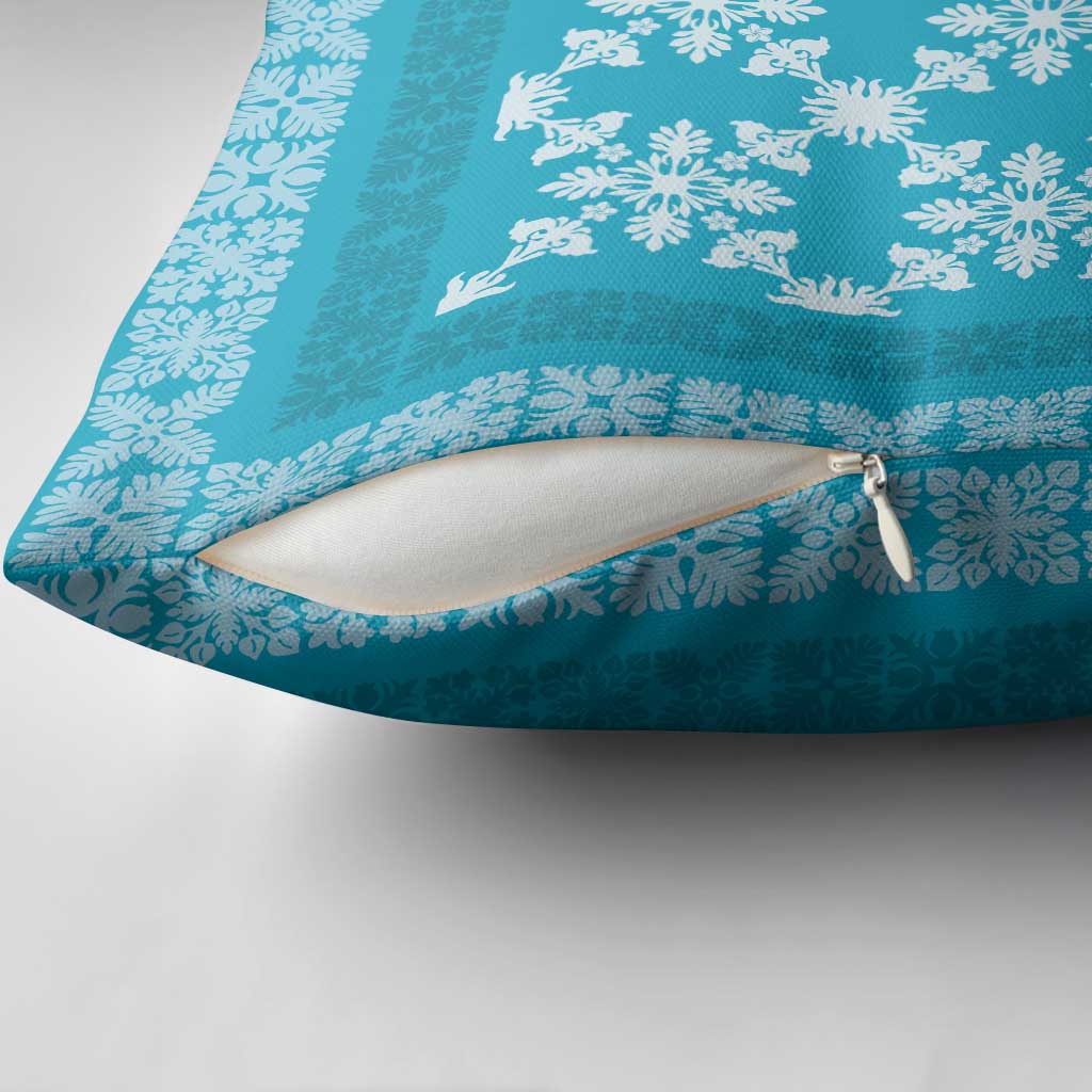Hawaiian Quilt Pattern Pillow Cover Teal Hawaii Culture Tropical - Polynesian Pride