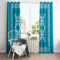 Hawaiian Quilt Pattern Window Curtain Teal Hawaii Culture Tropical - Polynesian Pride