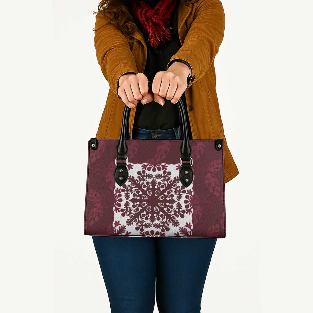 Palm Leaf Quilt Pattern Leather Bag Hawaii Culture Floral - Polynesian Pride