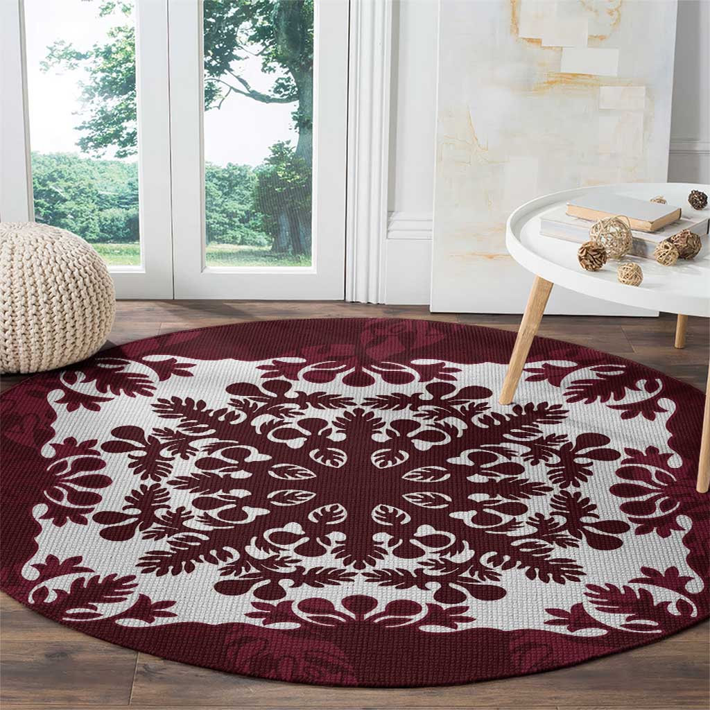 Palm Leaf Quilt Pattern Round Carpet Hawaii Culture Floral - Polynesian Pride