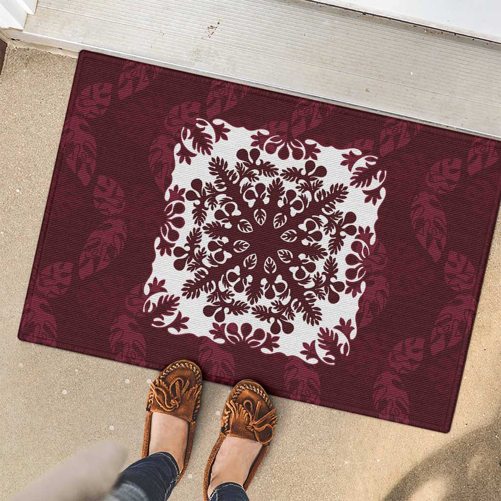 Palm Leaf Quilt Pattern Rubber Doormat Hawaii Culture Floral - Polynesian Pride