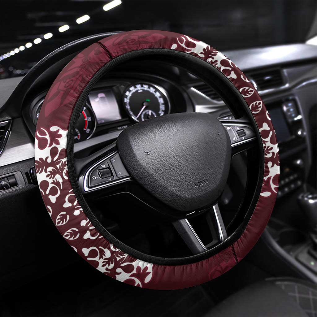 Palm Leaf Quilt Pattern Steering Wheel Cover Hawaii Culture Floral - Polynesian Pride
