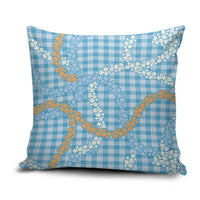 Blue Tropical Floral Palaka Pillow Cover Hawaiian Quilt Pattern - Polynesian Pride