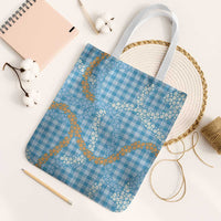 Blue Tropical Floral Palaka Tote Bag Hawaiian Quilt Pattern - Polynesian Pride