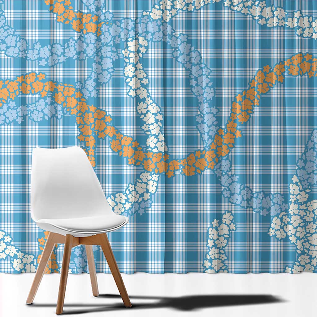 Blue Tropical Floral Palaka Window Curtain Hawaiian Quilt Pattern - Polynesian Pride