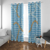 Blue Tropical Floral Palaka Window Curtain Hawaiian Quilt Pattern - Polynesian Pride