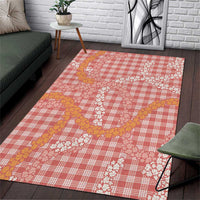 Pink Tropical Floral Palaka Area Rug Hawaiian Quilt Pattern - Polynesian Pride