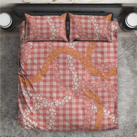 Pink Tropical Floral Palaka Bedding Set Hawaiian Quilt Pattern - Polynesian Pride