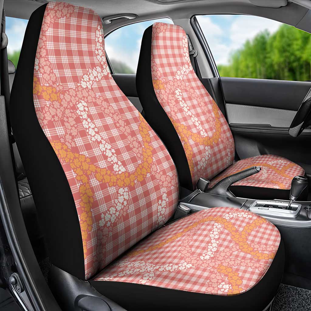 Pink Tropical Floral Palaka Car Seat Cover Hawaiian Quilt Pattern - Polynesian Pride